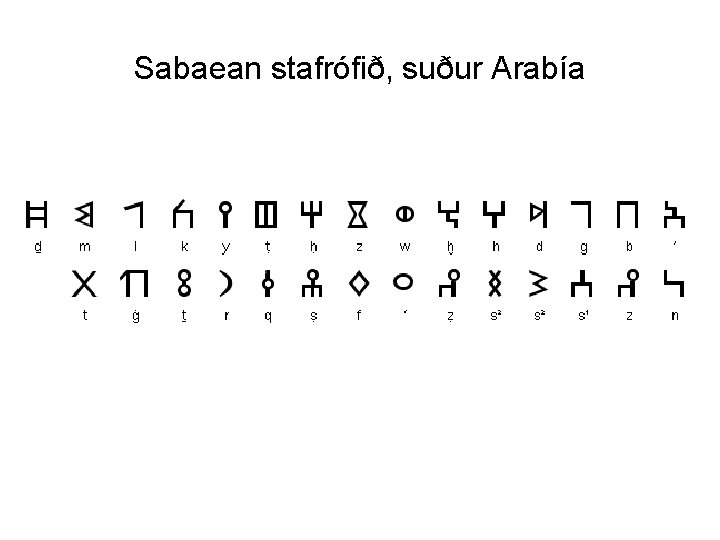 Sabaean stafrófið, suður Arabía 