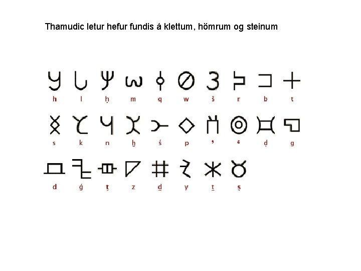 Thamudic letur hefur fundis á klettum, hömrum og steinum 