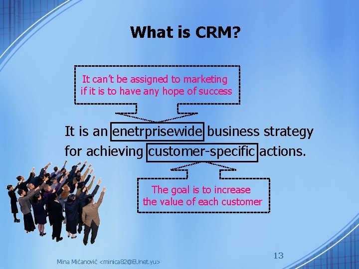 What is CRM? It can’t be assigned to marketing if it is to have