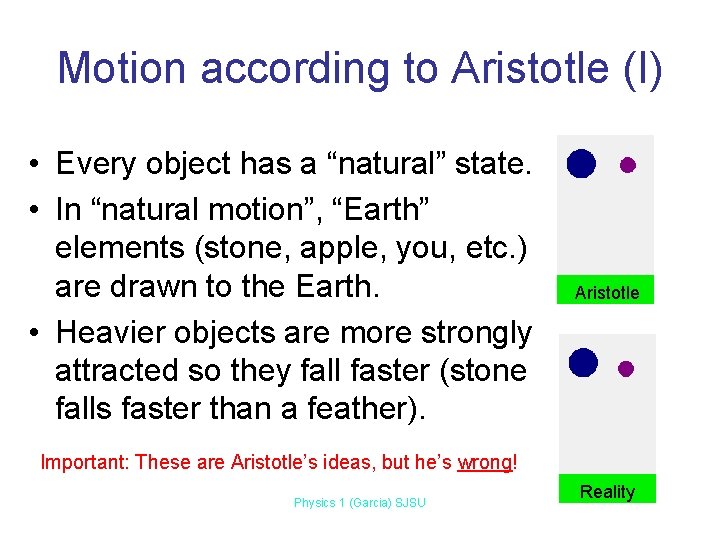 Motion according to Aristotle (I) • Every object has a “natural” state. • In Motion according to Aristotle (I) • Every object has a “natural” state. • In