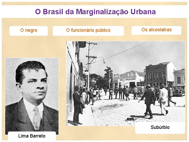  O Brasil da Marginalização Urbana O negro O funcionário público Os alcoolatras Subúrbio