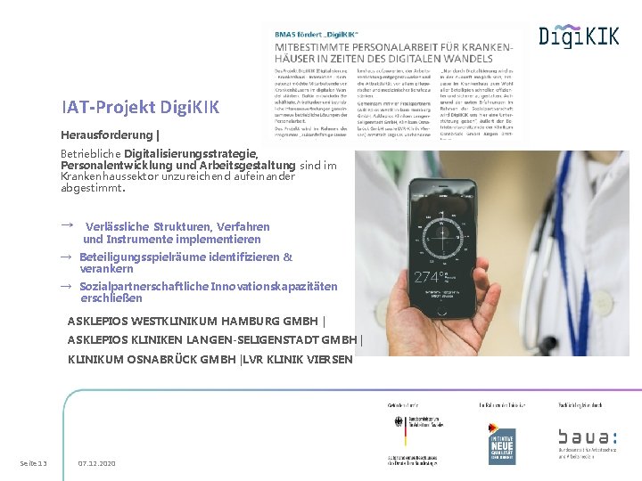 IAT-Projekt Digi. KIK Herausforderung | Betriebliche Digitalisierungsstrategie, Personalentwicklung und Arbeitsgestaltung sind im Krankenhaussektor unzureichend