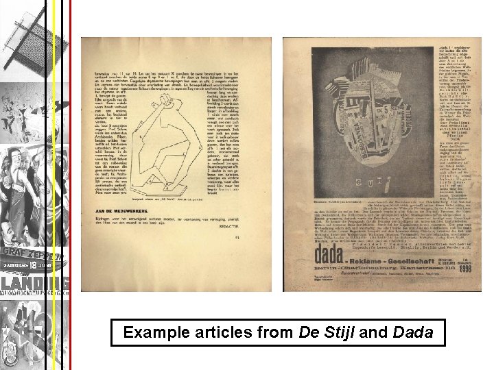 Example articles from De Stijl and Dada 