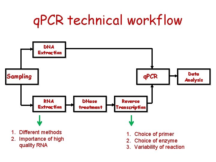 q. PCR technical workflow DNA Extraction Sampling q. PCR RNA Extraction 1. Different methods