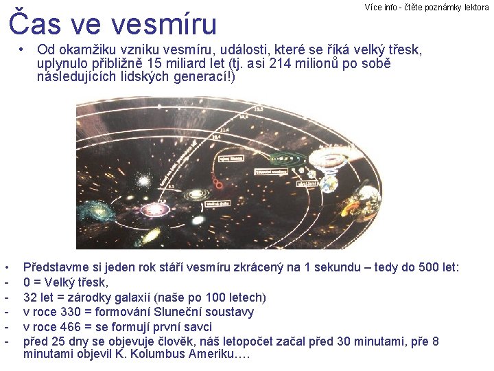 Čas ve vesmíru Více info - čtěte poznámky lektora • Od okamžiku vzniku vesmíru,