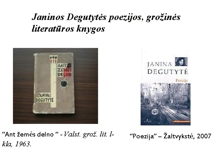 Janinos Degutytės poezijos, grožinės literatūros knygos “Ant žemės delno “ - Valst. grož. lit.