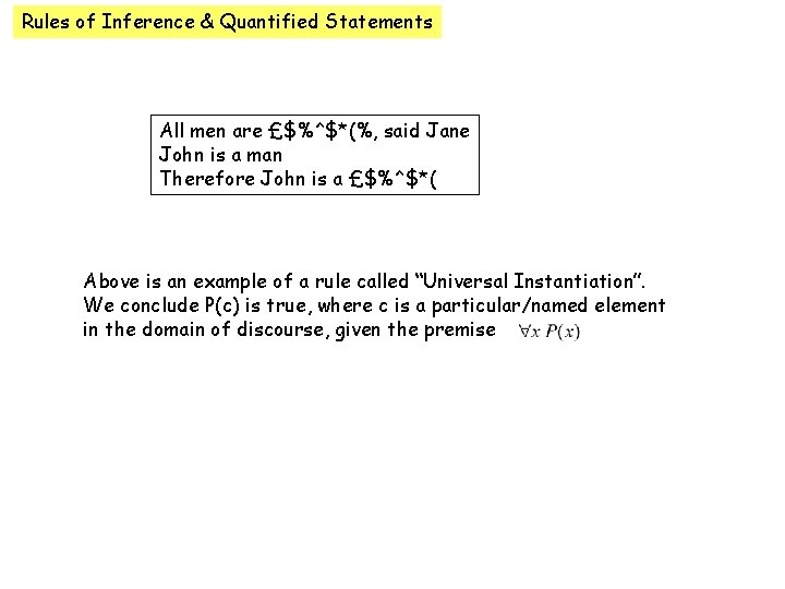 Rules of Inference & Quantified Statements All men are £$%^$*(%, said Jane John is