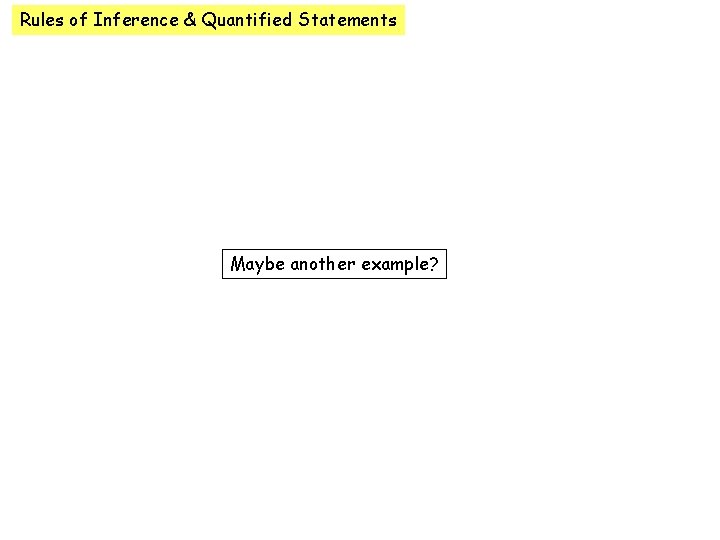 Rules of Inference & Quantified Statements Maybe another example? 