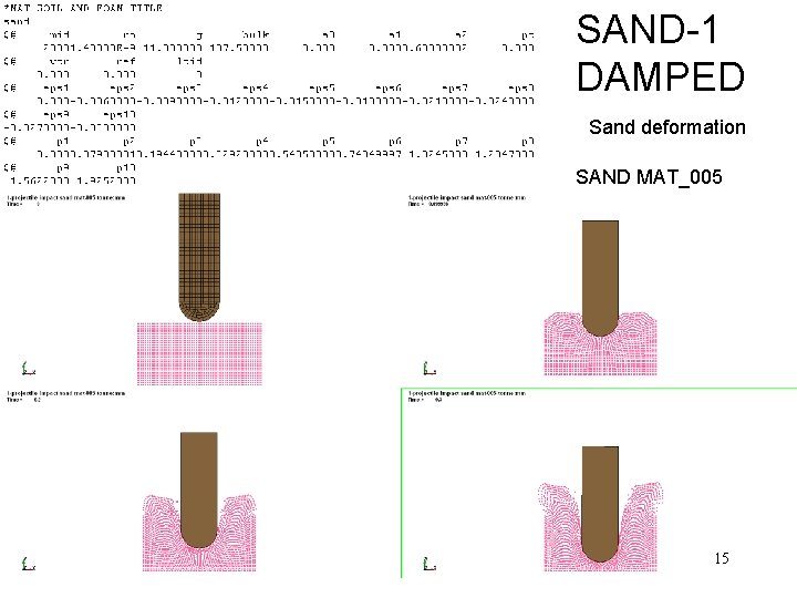 SAND-1 DAMPED Sand deformation SAND MAT_005 15 