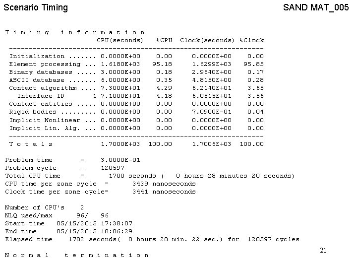 Scenario Timing SAND MAT_005 21 