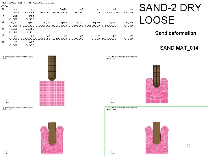 SAND-2 DRY LOOSE Sand deformation SAND MAT_014 22 