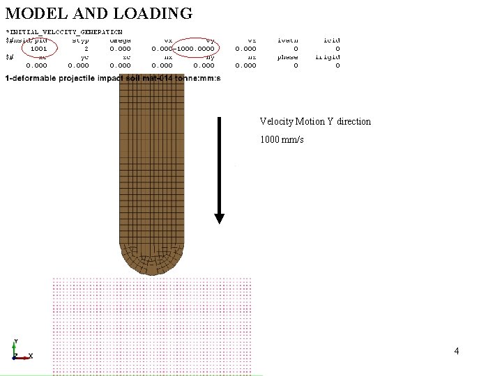 MODEL AND LOADING Velocity Motion Y direction 1000 mm/s 4 