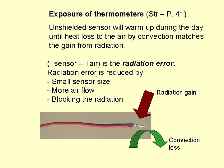 Exposure of thermometers (Str – P. 41) Unshielded sensor will warm up during the
