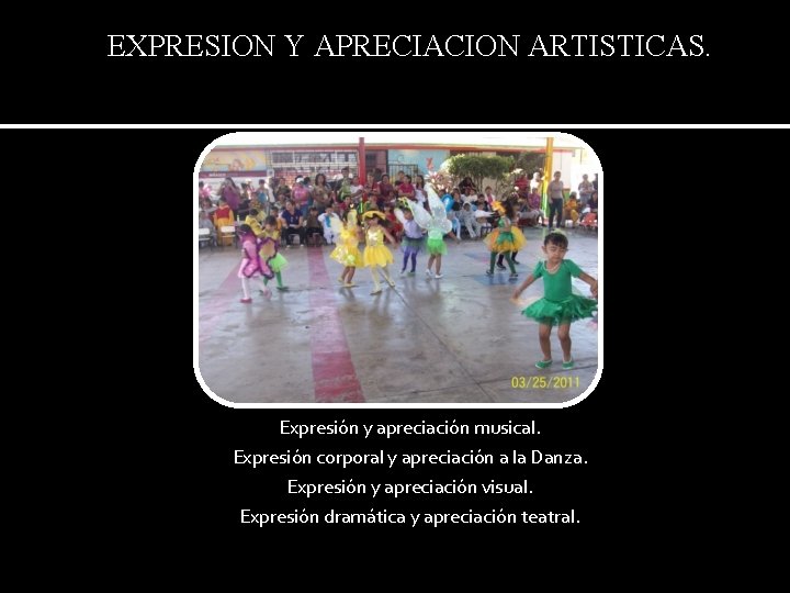 EXPRESION Y APRECIACION ARTISTICAS. Expresión y apreciación musical. Expresión corporal y apreciación a la