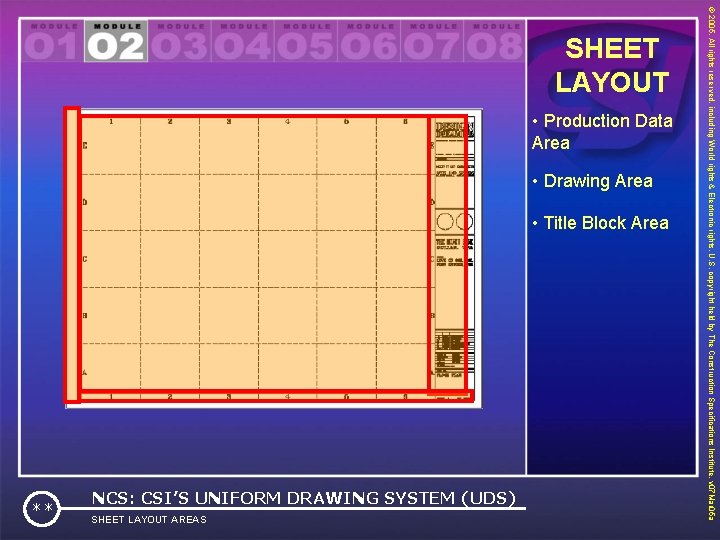  • Production Data Area • Drawing Area • Title Block Area SHEET LAYOUT