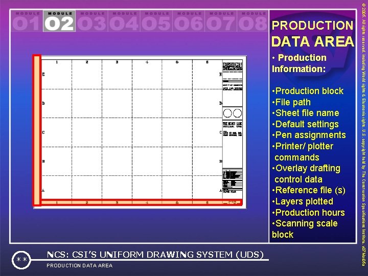 DATA AREA • Production Information: • Production block • File path • Sheet file