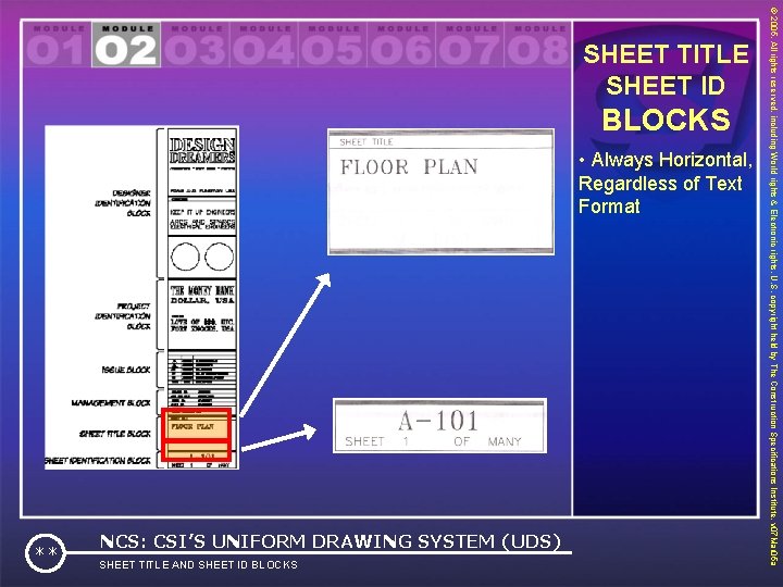 BLOCKS • Always Horizontal, Regardless of Text Format SHEET TITLE AND SHEET ID BLOCKS