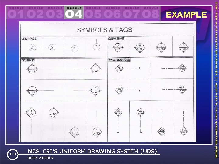 DOOR SYMBOLS ** NCS: CSI’S UNIFORM DRAWING SYSTEM (UDS) © 2005. All rights reserved,