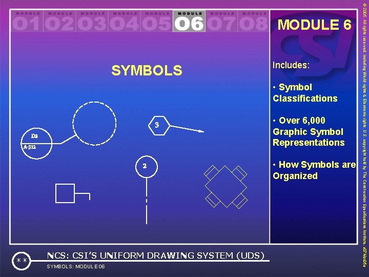 SYMBOLS Includes: • Symbol Classifications 3 D 2 A-512 2 ** NCS: CSI’S UNIFORM