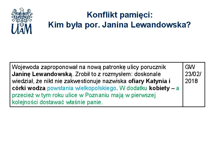 Konflikt pamięci: Kim była por. Janina Lewandowska? Wojewoda zaproponował na nową patronkę ulicy porucznik