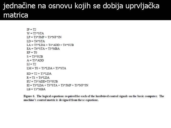 jednačine na osnovu kojih se dobija uprvljačka matrica 