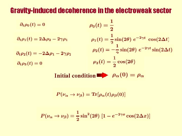 Gravity-induced decoherence in the electroweak sector Initial condition Gravity-induced decoherence in the electroweak sector Initial condition