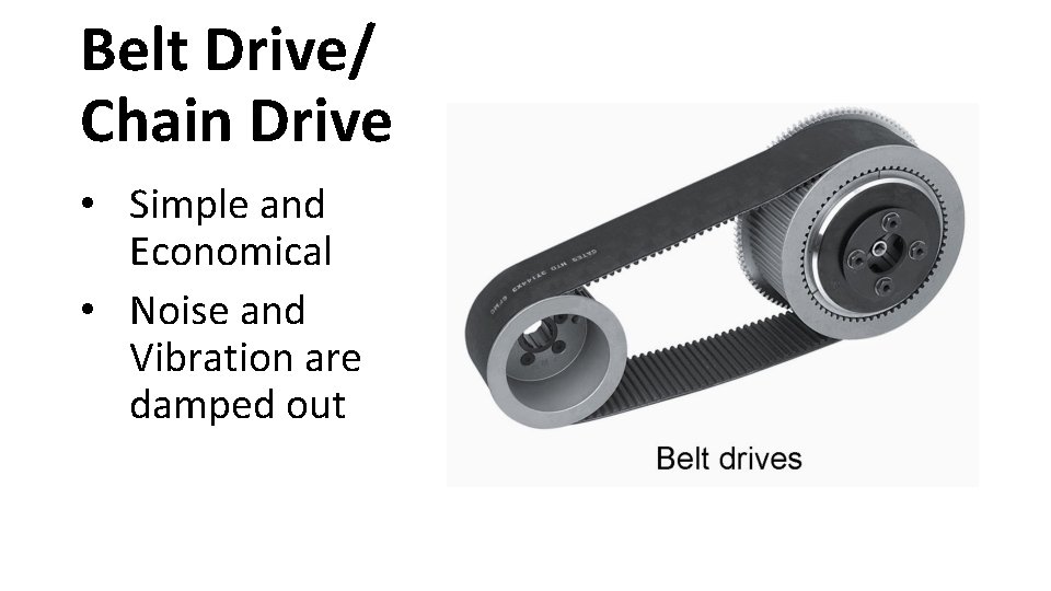 Belt Drive/ Chain Drive • Simple and Economical • Noise and Vibration are damped