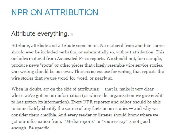 NPR ON ATTRIBUTION 