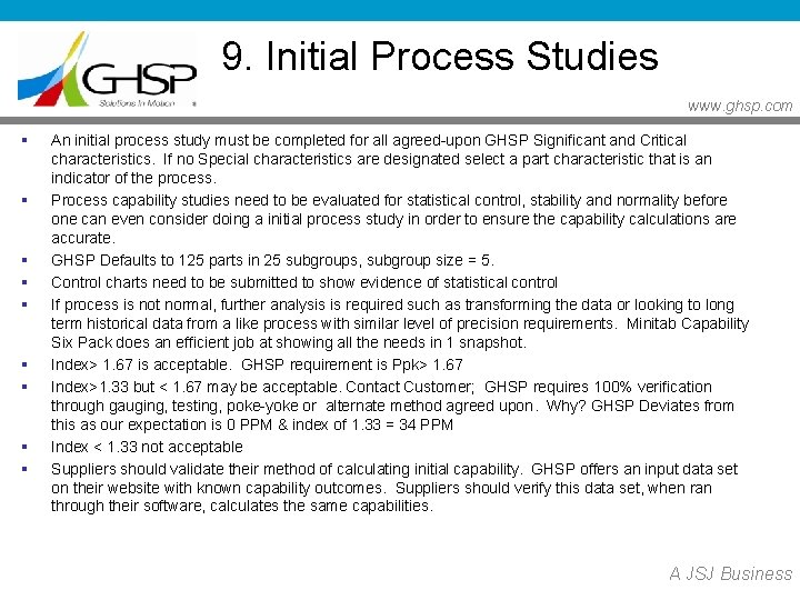 9. Initial Process Studies www. ghsp. com § § § § § An initial 9. Initial Process Studies www. ghsp. com § § § § § An initial