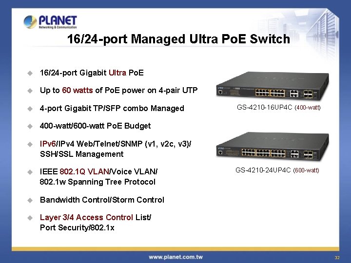 16/24 -port Managed Ultra Po. E Switch u 16/24 -port Gigabit Ultra Po. E