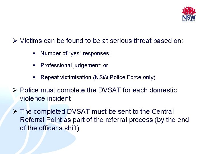 Ø Victims can be found to be at serious threat based on: § Number Ø Victims can be found to be at serious threat based on: § Number