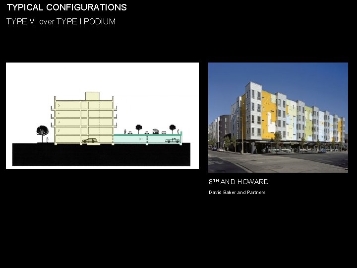 TYPICAL CONFIGURATIONS TYPE V over TYPE I PODIUM 8 TH AND HOWARD David Baker