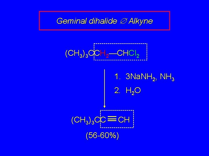 Geminal dihalide Æ Alkyne (CH 3)3 CCH 2—CHCl 2 1. 3 Na. NH 2,