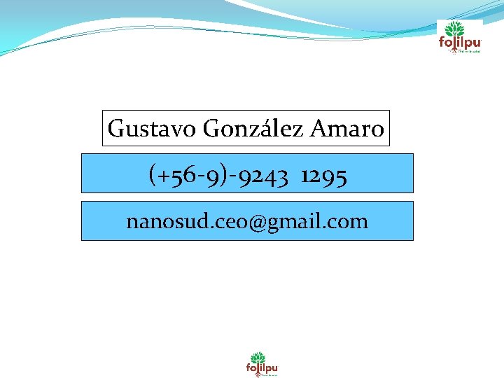 Gustavo González Amaro (+56 -9)-9243 1295 nanosud. ceo@gmail. com 