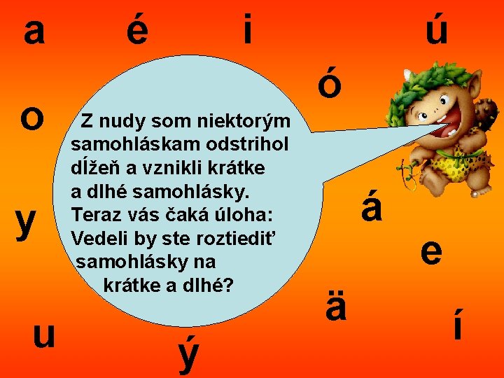 a o y u é i ú ó Z nudy som niektorým samohláskam odstrihol a o y u é i ú ó Z nudy som niektorým samohláskam odstrihol