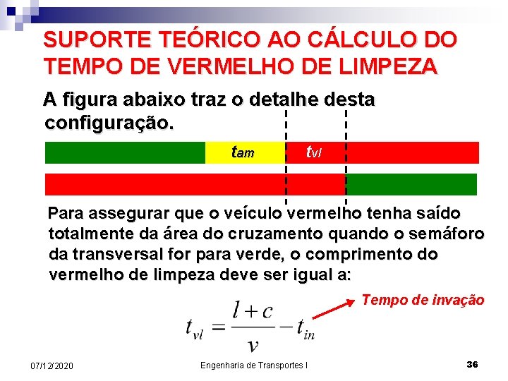 SUPORTE TEÓRICO AO CÁLCULO DO TEMPO DE VERMELHO DE LIMPEZA A figura abaixo traz