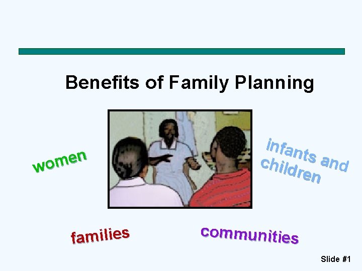 Benefits of Family Planning n e m wo families infan child ts and ren