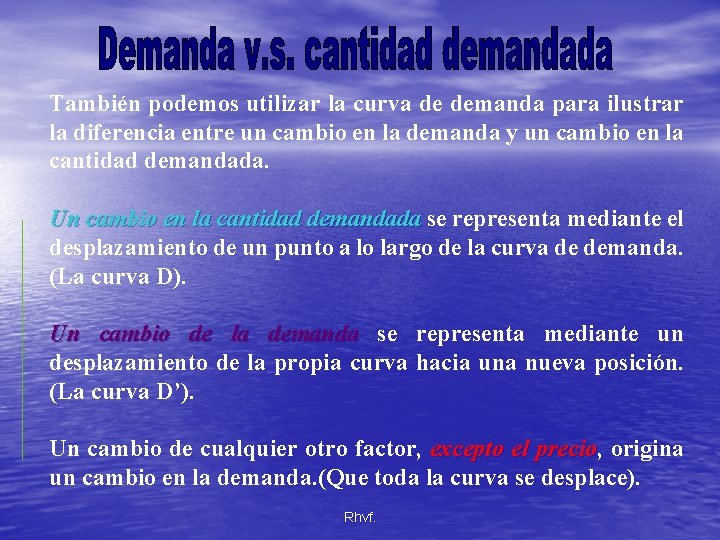 También podemos utilizar la curva de demanda para ilustrar la diferencia entre un cambio