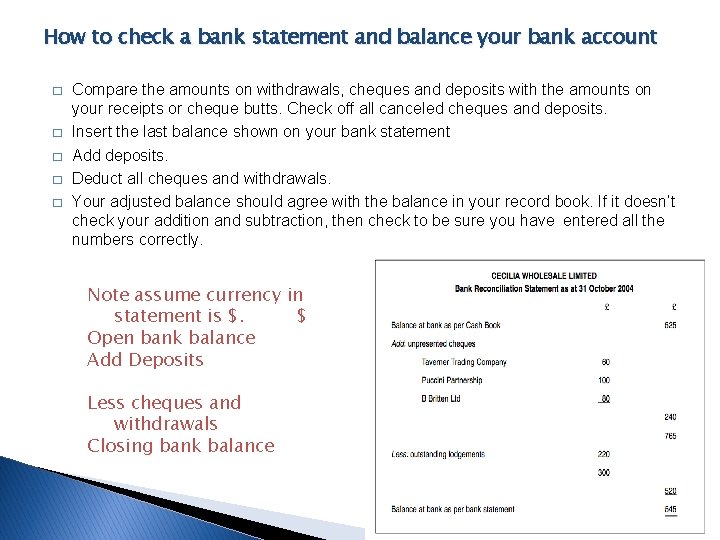 How to check a bank statement and balance your bank account � � �