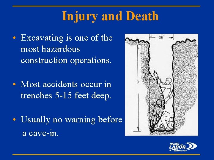 Injury and Death • Excavating is one of the most hazardous construction operations. •