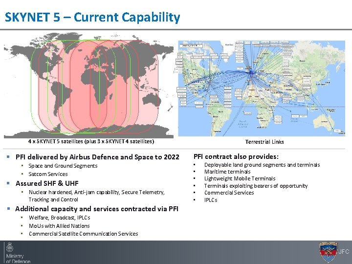 SKYNET 5 – Current Capability 4 x SKYNET 5 satellites (plus 3 x SKYNET