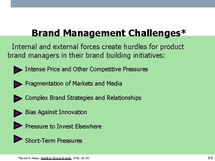 Brand Management Challenges* Internal and external forces create hurdles for product brand managers in