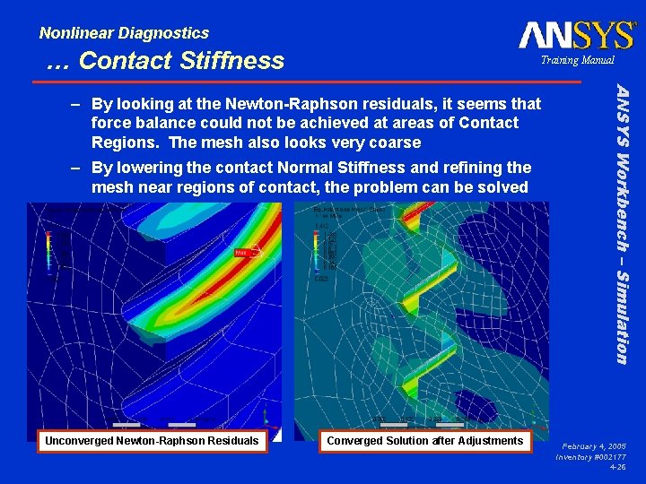 Nonlinear Diagnostics … Contact Stiffness Training Manual – By lowering the contact Normal Stiffness