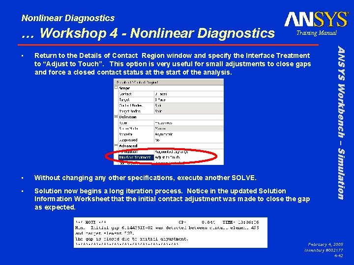 Nonlinear Diagnostics … Workshop 4 - Nonlinear Diagnostics Training Manual Return to the Details