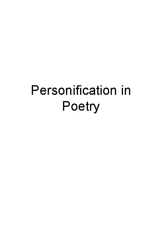 Personification in Poetry 