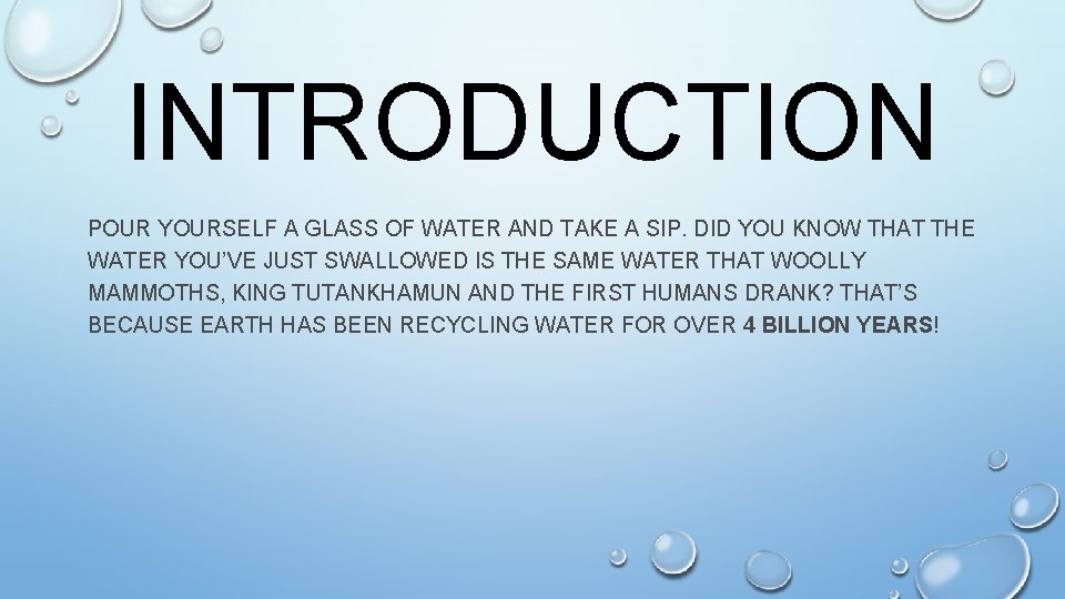 THE WATER CYCLE BY ELEANOR MARGO INTRODUCTION POUR