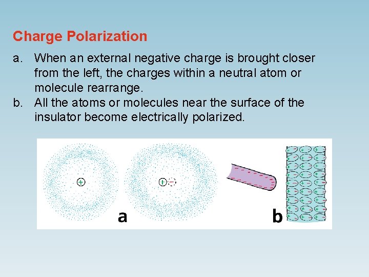 Charge Polarization a. When an external negative charge is brought closer from the left,