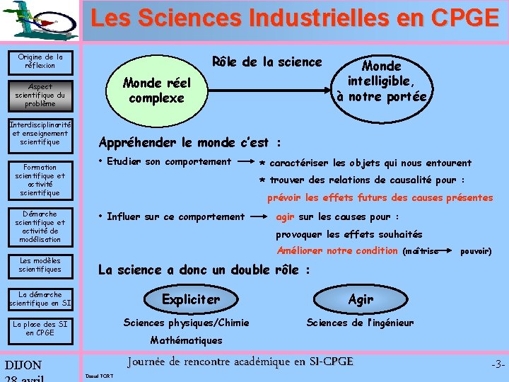 Les Sciences Industrielles en CPGE Rôle de la science Origine de la réflexion Monde Les Sciences Industrielles en CPGE Rôle de la science Origine de la réflexion Monde