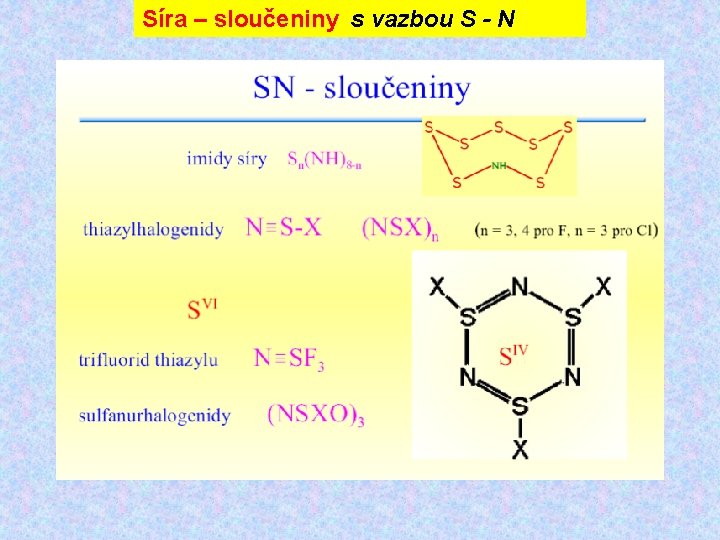 Síra – sloučeniny s vazbou S - N 