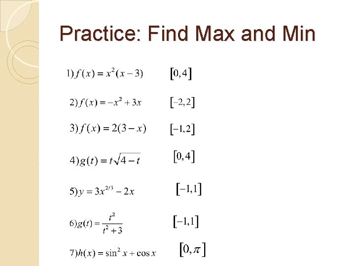 Practice: Find Max and Min 